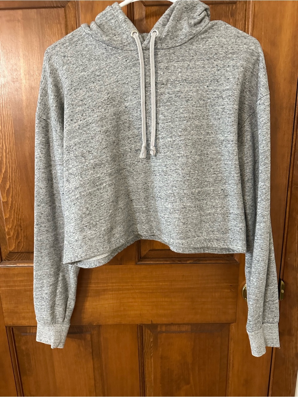 H&M Cropped Heather Gray Hoodie with Drawstring
